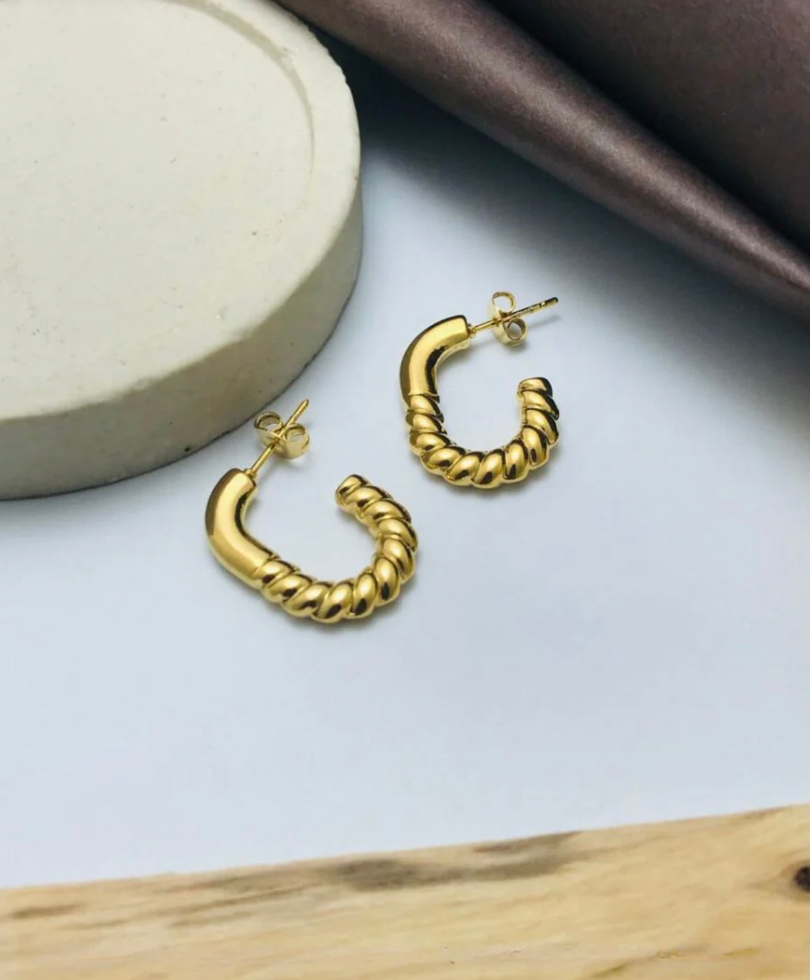 Golden Twisted Hoop Earrings – Fayra Jewels