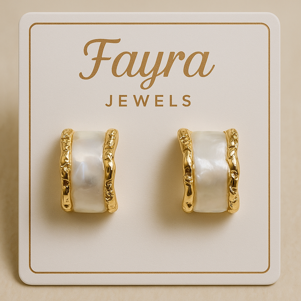 Mother of Pearl Textured Gold Hoop Earrings – Fayra Jewels ✨