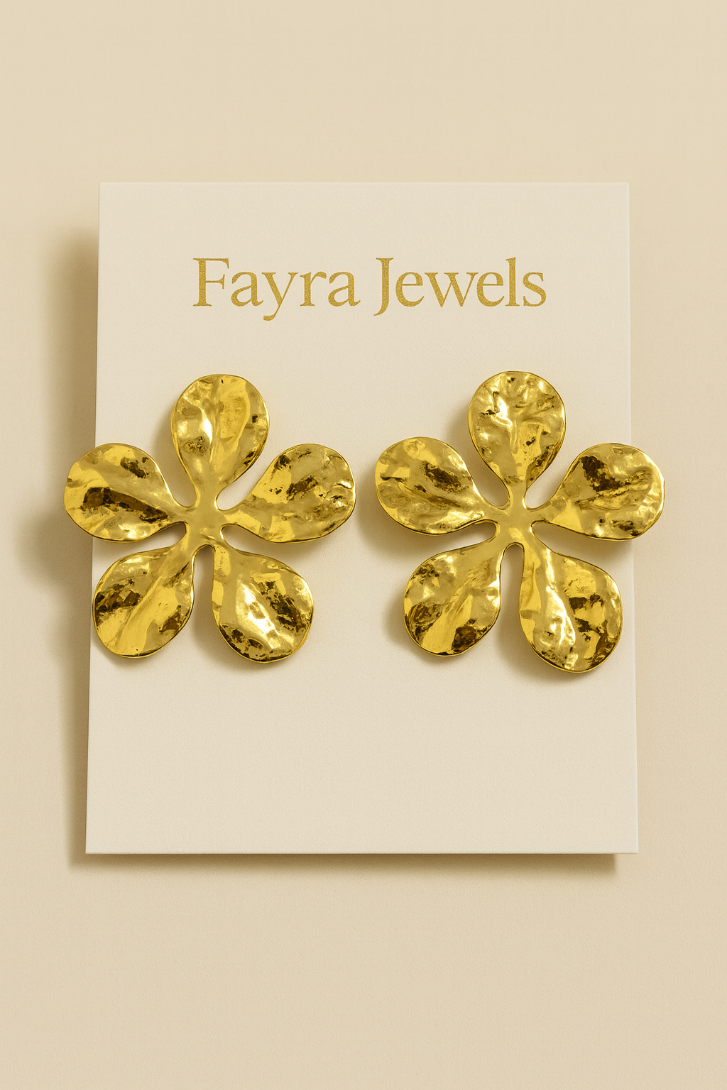 Golden Bloom Hammered Floral Earrings