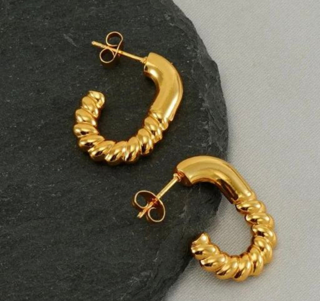 Golden Twisted Hoop Earrings – Fayra Jewels