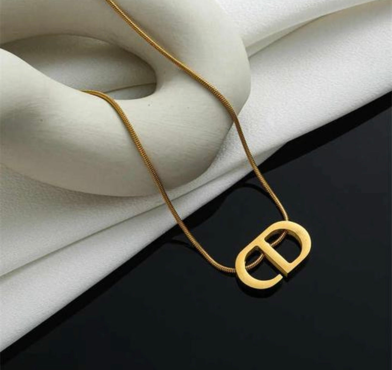 Golden Signature “D-Link” Pendant Necklace – Fayra Jewels
