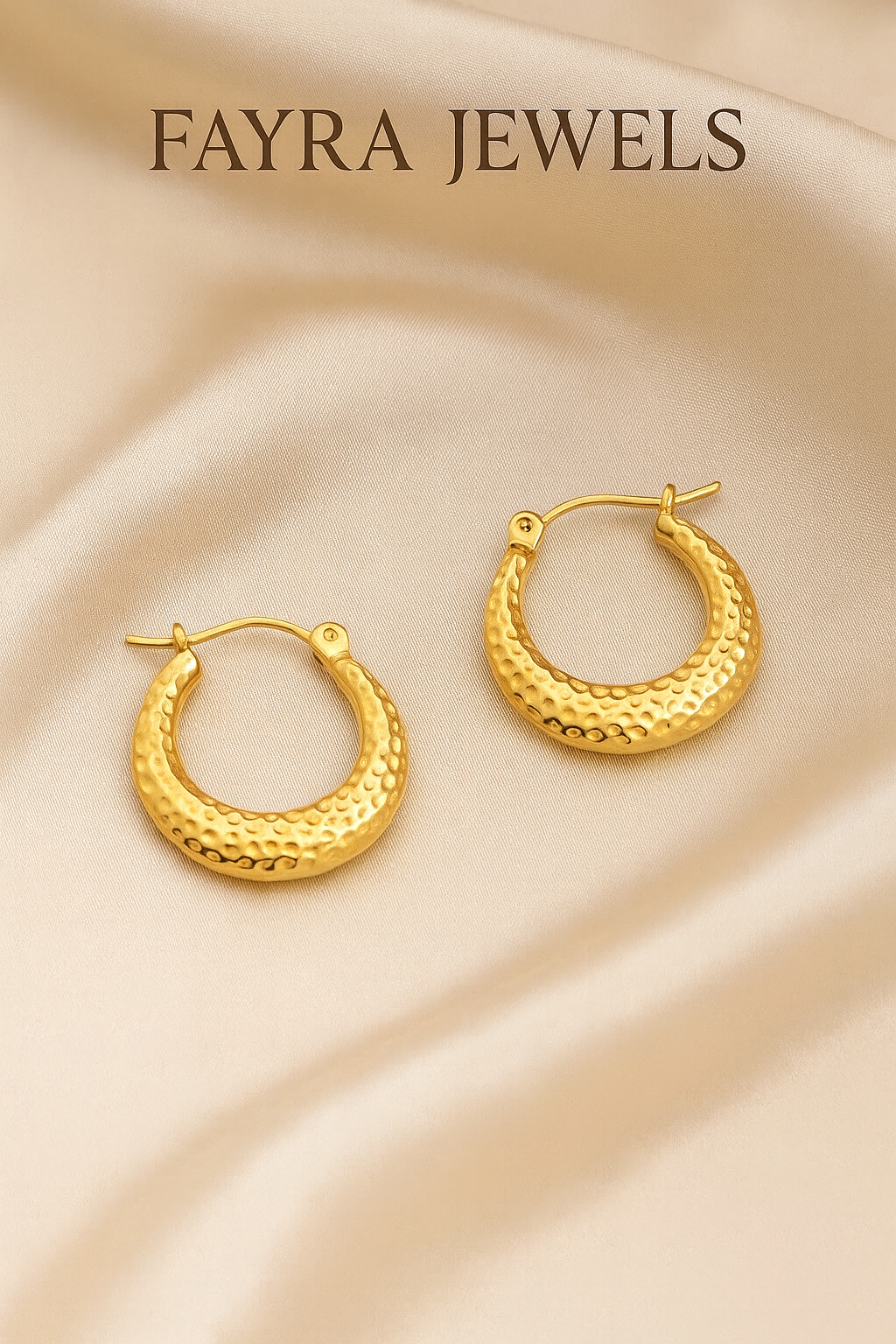 Textured Gold Crescent Hoop Earrings – Fayra Jewels