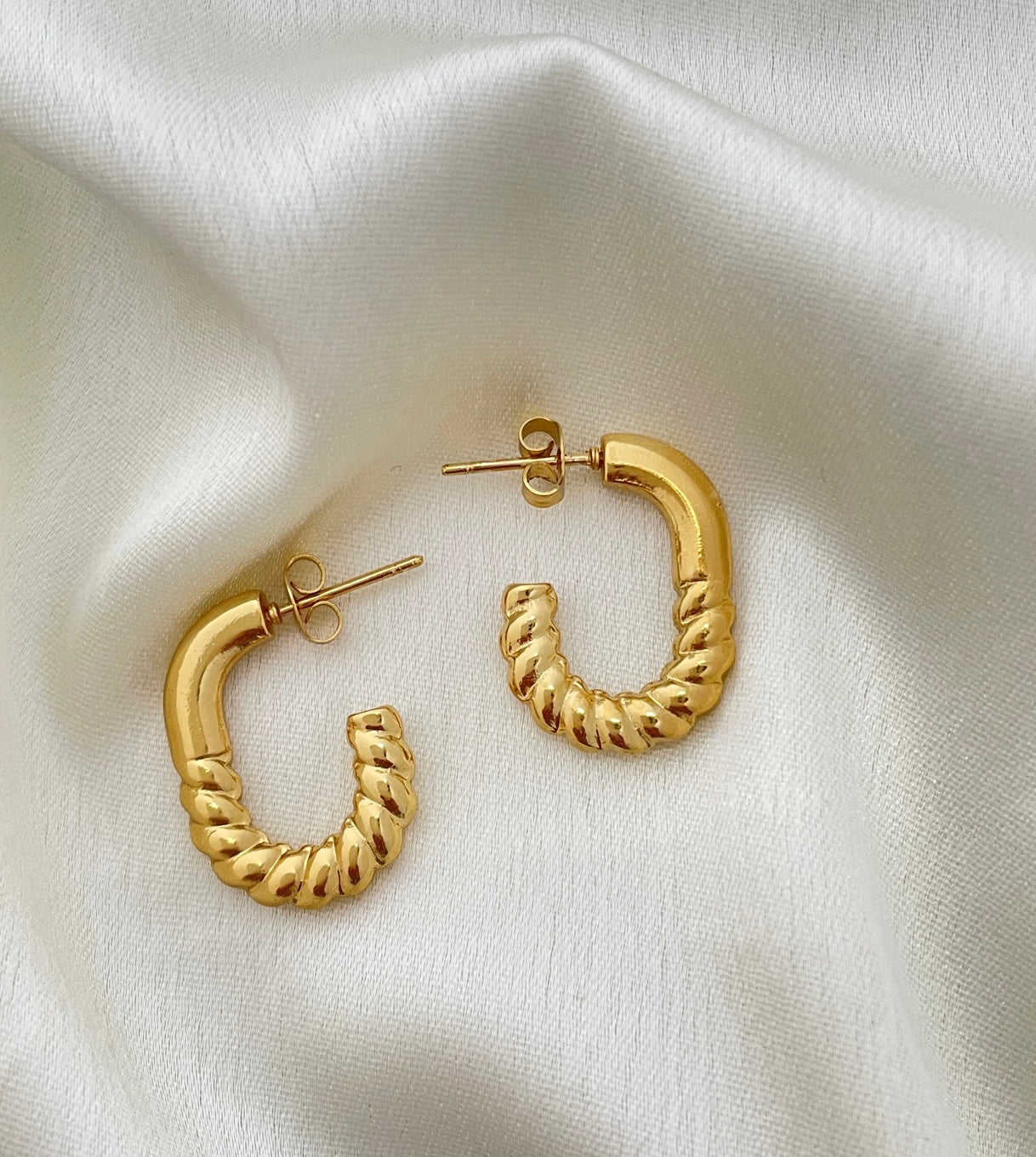 Golden Twisted Hoop Earrings – Fayra Jewels