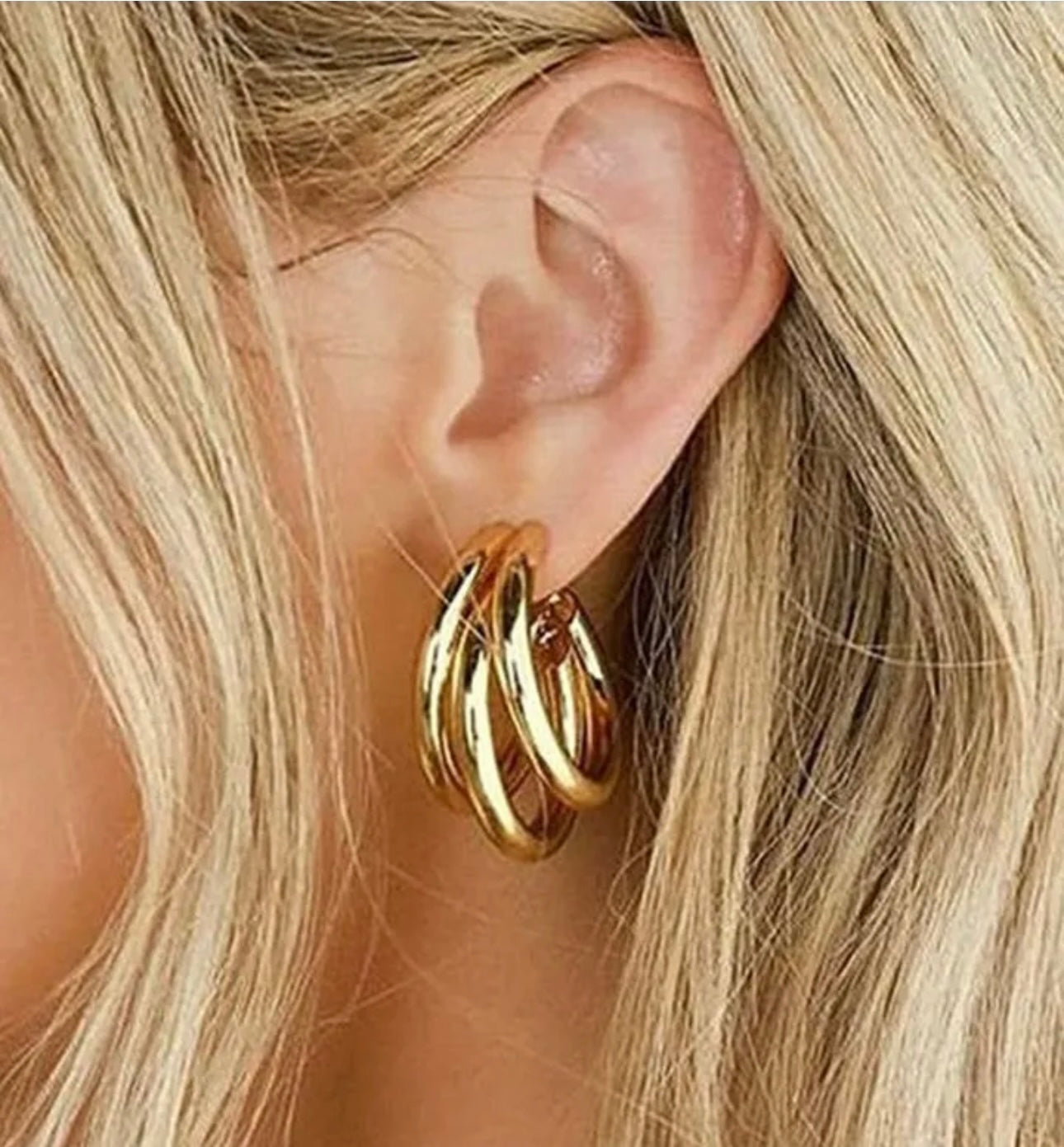 Triple Layered Gold Hoop Earrings ✨