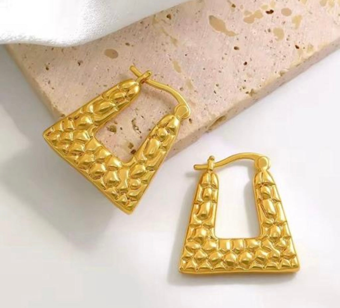 Textured Gold Square Hoop Earrings – Fayra Jewels