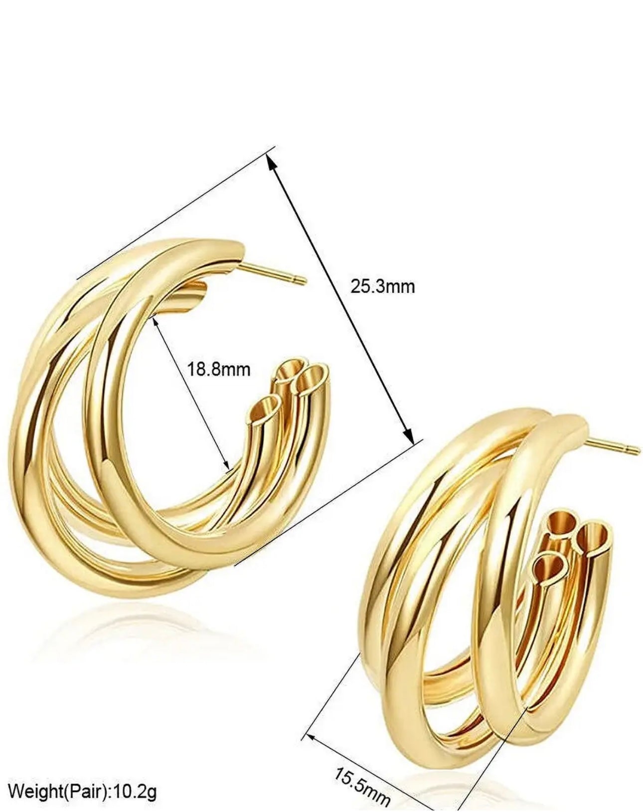 Triple Layered Gold Hoop Earrings ✨