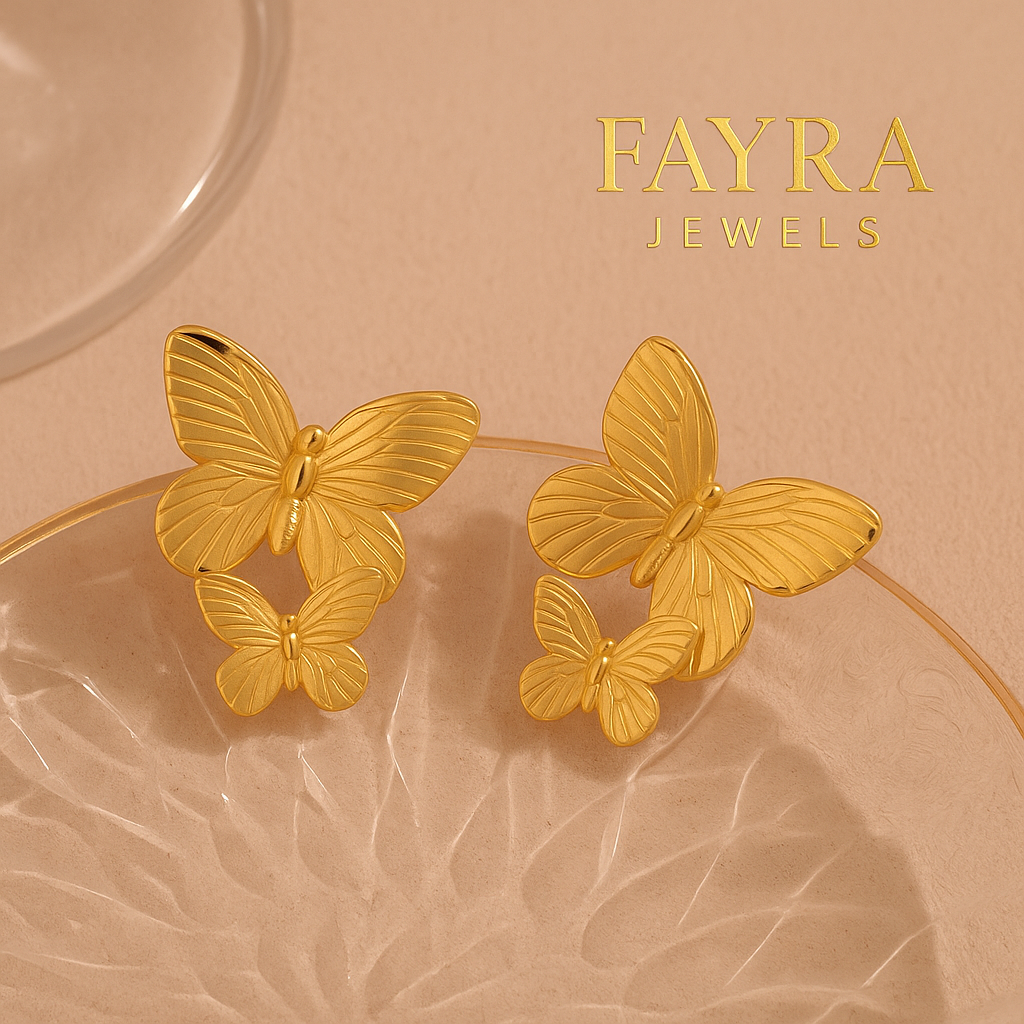 Golden Butterfly Statement Earrings – Fayra Jewels