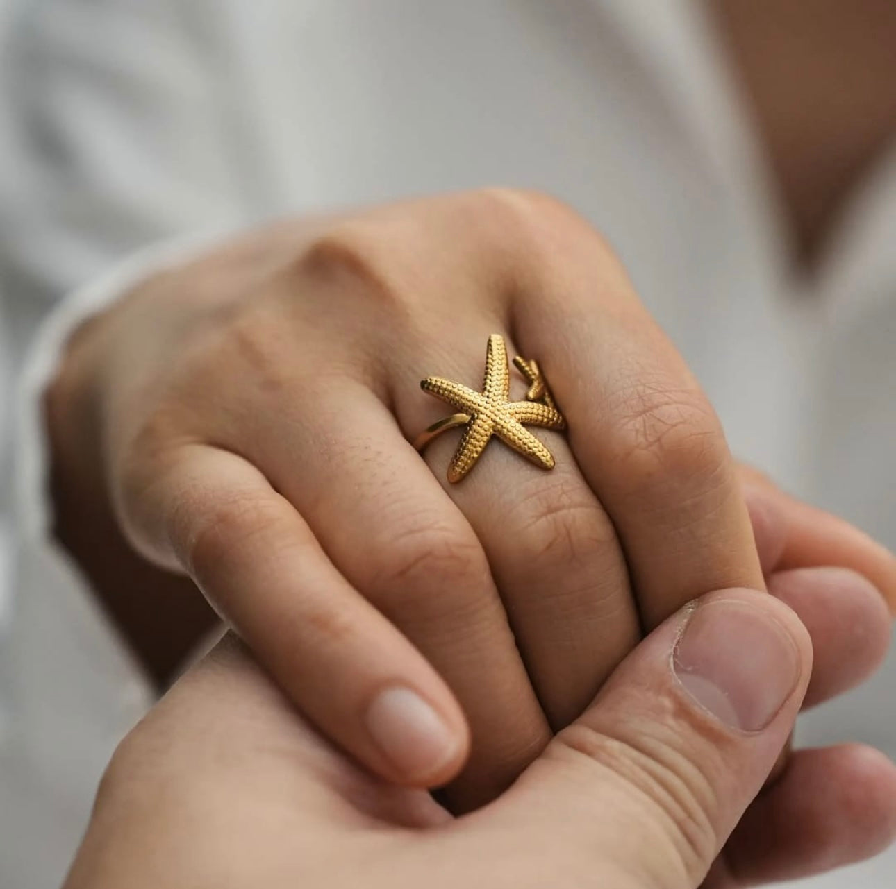 Luxury Starfish Adjustable Gold Ring – Fayra Jewels