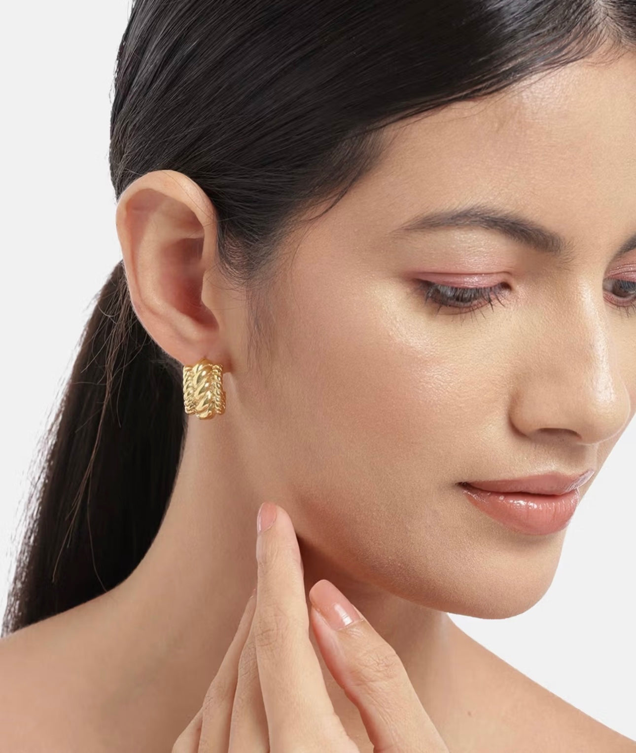 Golden Rope Textured Hoops