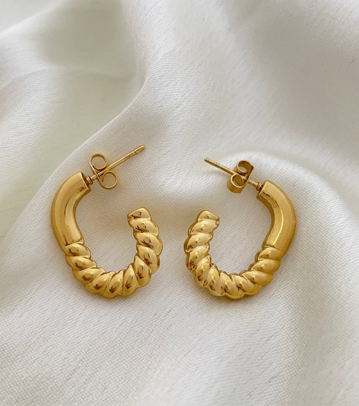 Golden Twisted Hoop Earrings – Fayra Jewels