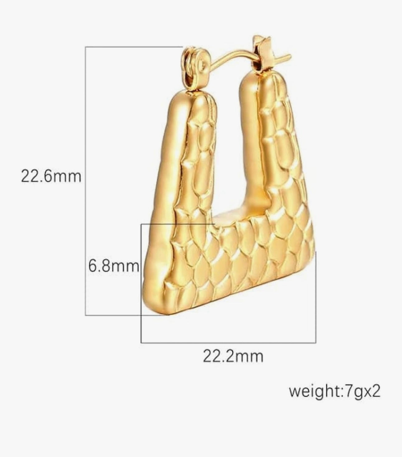 Textured Gold Square Hoop Earrings – Fayra Jewels