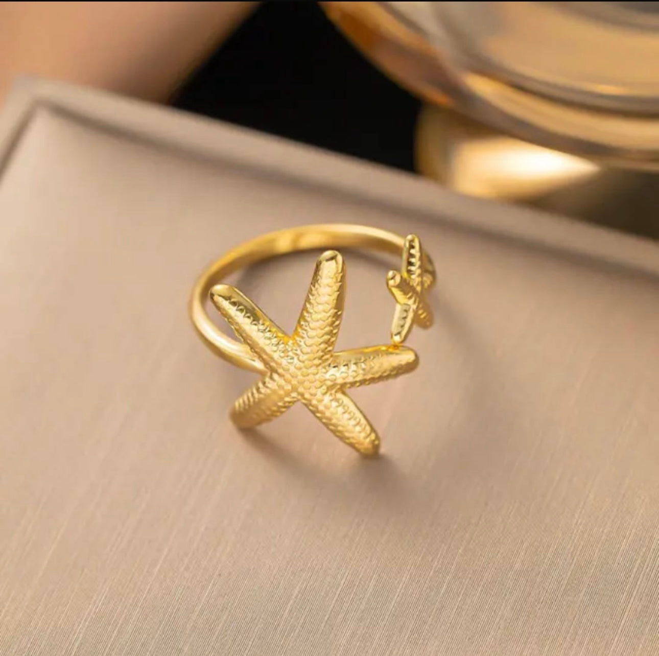 Luxury Starfish Adjustable Gold Ring – Fayra Jewels
